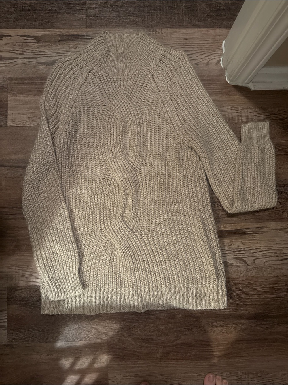 Calvin Klein Cable Knit Turtleneck Sweater - Cream